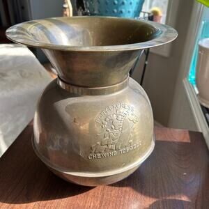 Vintage Pony Express Chewing Tobacco Brass Spittoon - Cracks